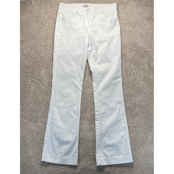 Y2K Cache Womens White Flare Leg Pants Size 8 Coastal Nautical Chic Cotton Retro - Picture 3 of 13